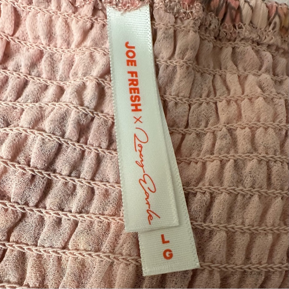 Joe Fresh x Roxy Earle Pink Floral Long-Sleeve Smocked Mini Dress L - Picture 10 of 11